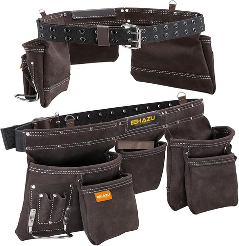 Leather tool belt with - leather,