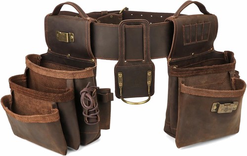 Leather tool belt with - leather,
